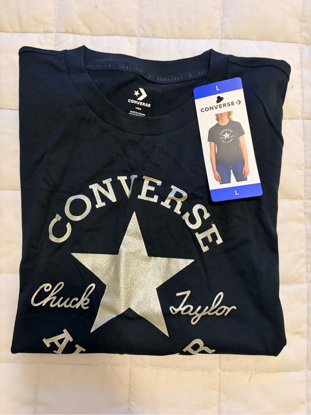 Converse Black Tee with Metallic Gold Logo